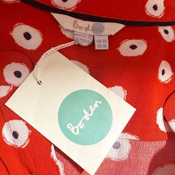 Boden Jessica Red A-Line Dotted Belted Shirt Dress NWT Womens Size US 10 - Picture 9 of 11